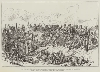 De oorlog tussen Servië en Bulgarije, overgave van Bulgaarse soldaten bij Brezenik